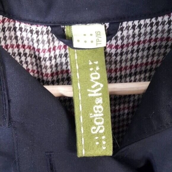 Söia & Kyo Short Trench Coat Black XS DoubleBreast Convertible Collar Lined - Picture 9 of 12